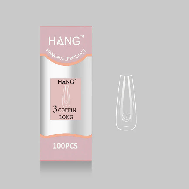 HANG Premium Flex-Gel X Tip Refill: Coffin Long Size 0 - 11 (100pcs/bag)