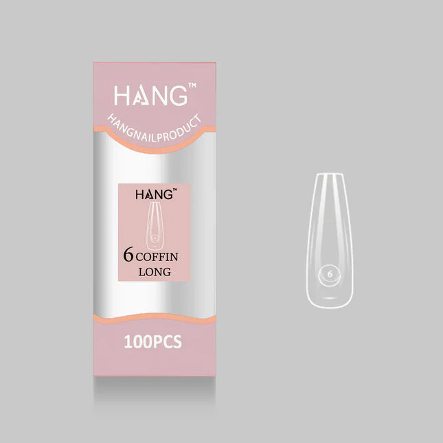 HANG Premium Flex-Gel X Tip Refill: Coffin Long Size 0 - 11 (100pcs/bag)