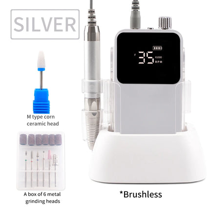 35,000RPM Cordless Nail Drill – Brushless Desktop Electric E-File