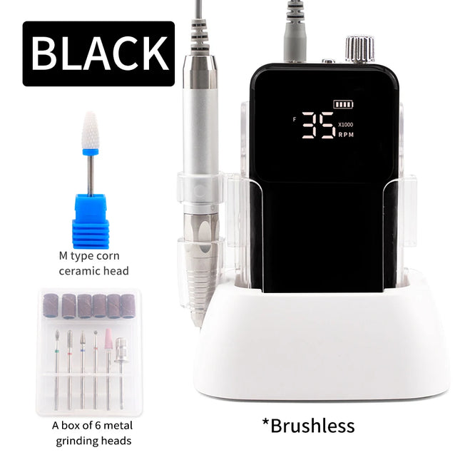 35,000RPM Cordless Nail Drill – Brushless Desktop Electric E-File