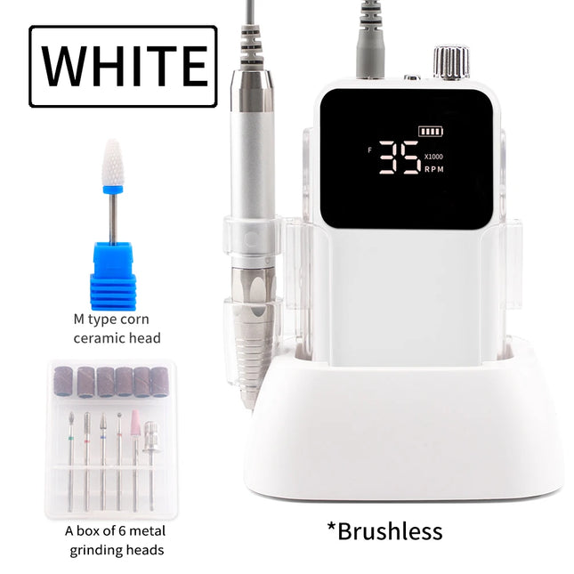 35,000RPM Cordless Nail Drill – Brushless Desktop Electric E-File