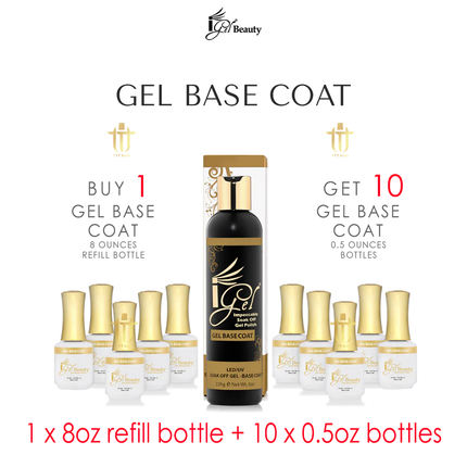 IGEL Gel Base Coat Refill 8oz + Free 10 Bottles 0.5oz