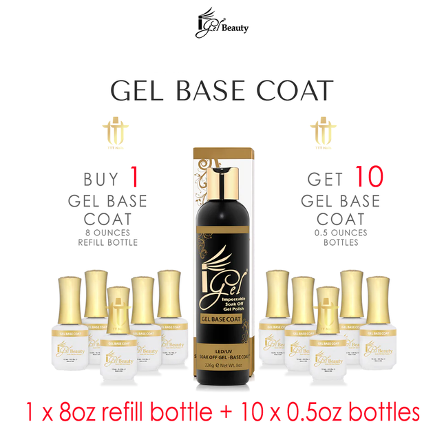 IGEL Gel Base Coat Refill 8oz + Free 10 Bottles 0.5oz