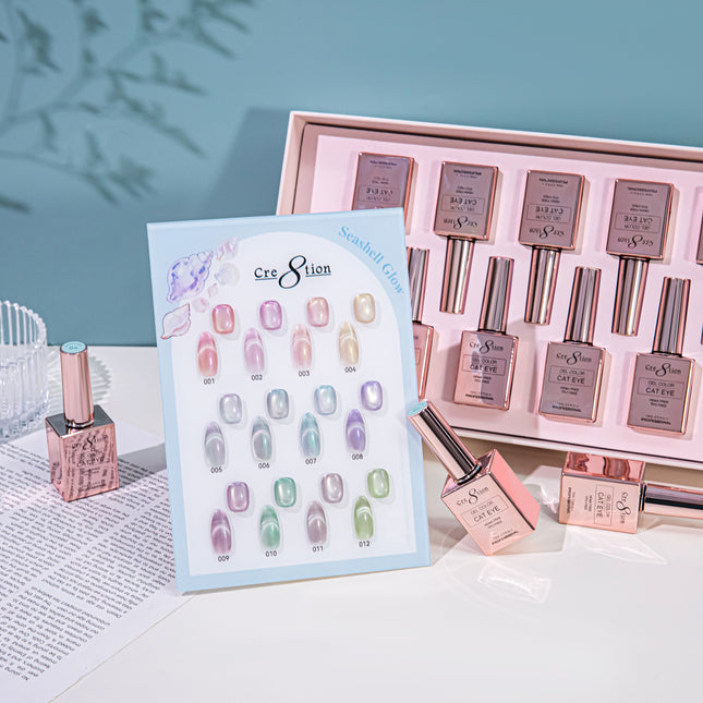 Cre8tion Cat Eye Seashell Glow Kit - 12 Colors Set