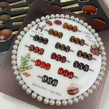 HANG - Coffee Bean Cat Eye Gel Polish - HEMA & TPO Free 12 Color Set (#271 - 282) + Free Display & Magnet