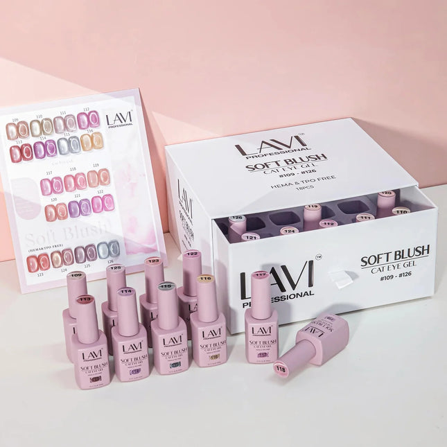 LAVI Cat Eye Gel Soft Blush Collection – 18 Colors (#109–#126) + Free Counter Display & Magnet Tool