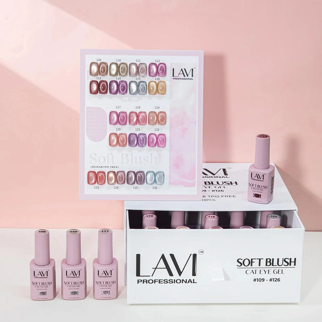 LAVI Cat Eye Gel Soft Blush Collection – 18 Colors (#109–#126) + Free Counter Display & Magnet Tool