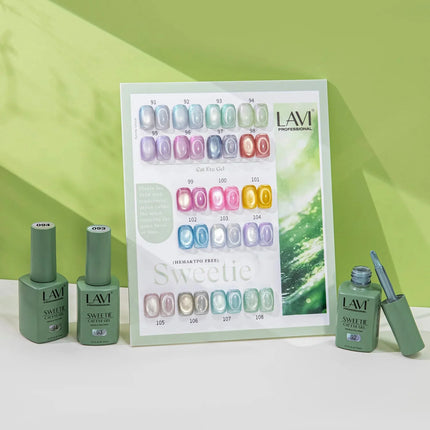 LAVI Cat Eye Gel Sweetie Collection – 18 Colors (#91–#108) + Free Counter Display & Magnet Tool
