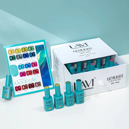 LAVI Cat Eye Gel Gemlight Collection – 18 Colors (#127–#144) + Free Counter Display & Magnet Tool