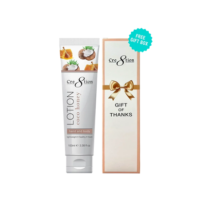 Cre8tion Hand & Body Lotion 100 ml/fl. 3.3oz - COCO HONEY, Case 60pcs (Free Gift Box) - TTT Nails Supply