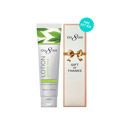 Cre8tion Hand & Body Lotion 100 ml/fl. 3.3oz - GREEN TEA, Case 60pcs (Free Gift Box) - TTT Nails Supply