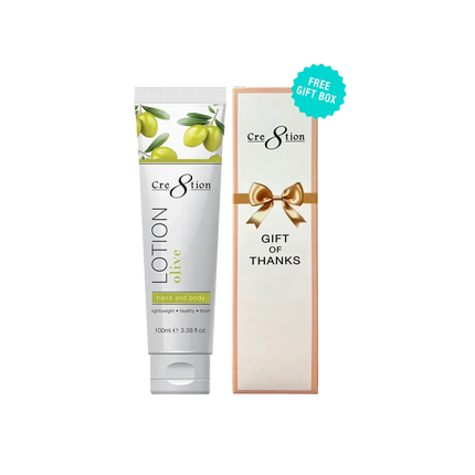Cre8tion Hand & Body Lotion 100 ml/fl. 3.3oz - OLIVE, Case 60pcs (Free Gift Box) - TTT Nails Supply