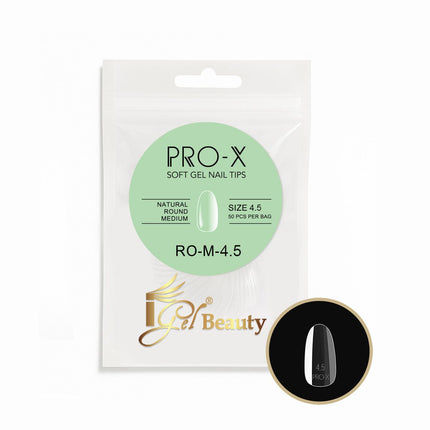 iGel PRO-X Soft Gel Nail Tips 23 - Natural Round Medium Size 00-9 (Refill Bag)