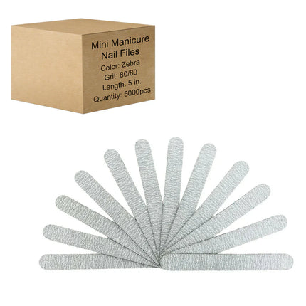 Nail Files - Mini Manicure Zebra 5" - Wood 80/80 - Case 100 packs (50ct/pack)