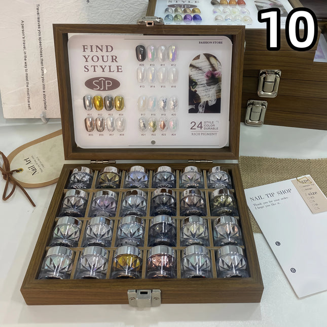 Moonlight Mirror Nail Powder Set – 24 Colors Glitter