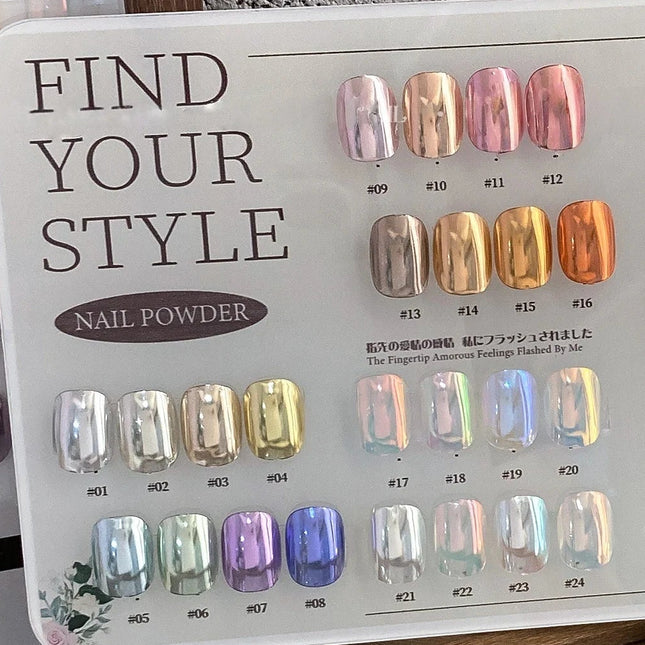 Moonlight Mirror Nail Powder Set – 24 Colors Glitter