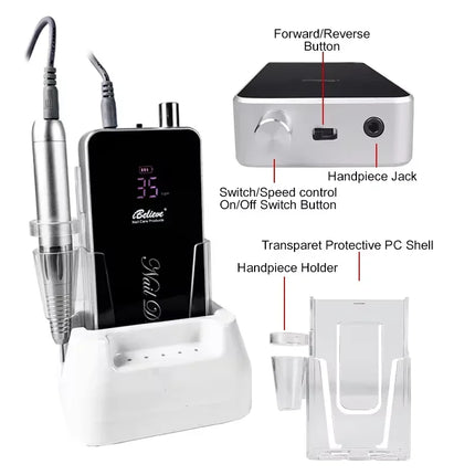 Pink Nail Drill – Rechargeable Brushless Polisher Set