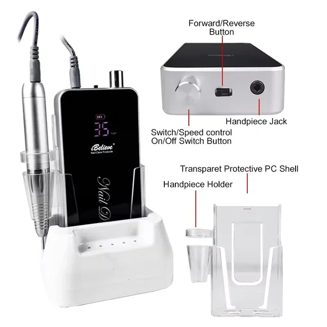 Pink Nail Drill – Rechargeable Brushless Polisher Set