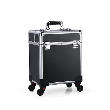 Professional Aluminum Cosmetic Trolley – Lockable Case with Trays
