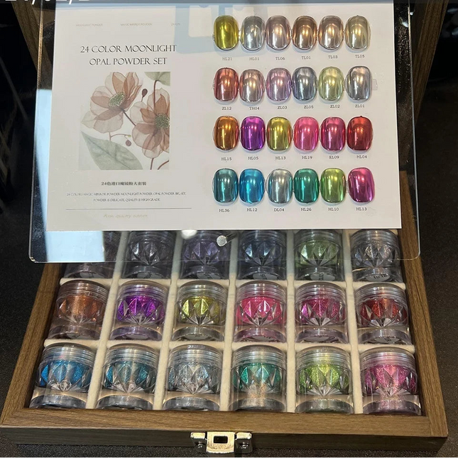 Moonlight Mirror Nail Powder Set – 24 Colors Glitter