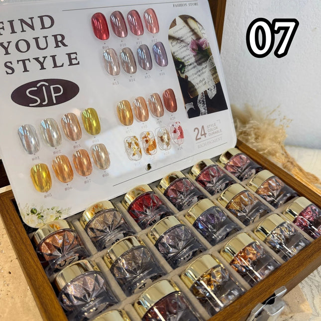 Moonlight Mirror Nail Powder Set – 24 Colors Glitter