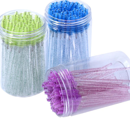 50pcs Eyelash & Eyebrow Brush Spoolies with Case