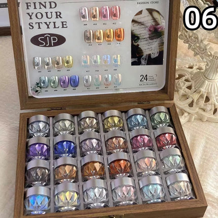 Moonlight Mirror Nail Powder Set – 24 Colors Glitter