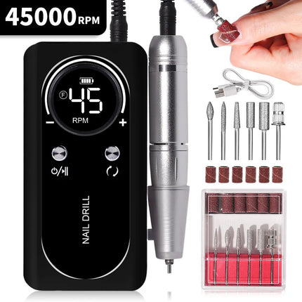 45,000RPM Professional Nail Drill – Rechargeable Metal E-File with HD Display