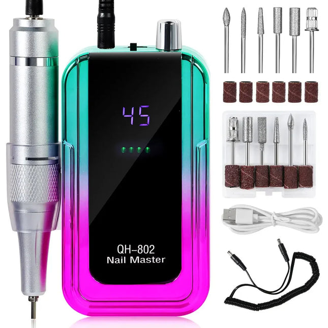 45,000RPM Rechargeable Nail Drill – USB Low-Noise E-File