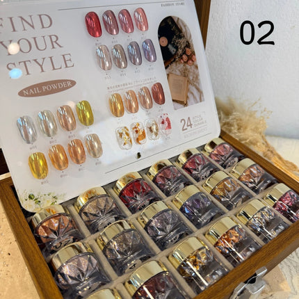 Moonlight Mirror Nail Powder Set – 24 Colors Glitter