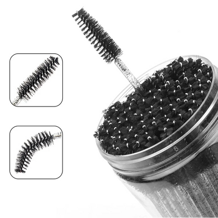50pcs Eyelash & Eyebrow Brush Spoolies with Case