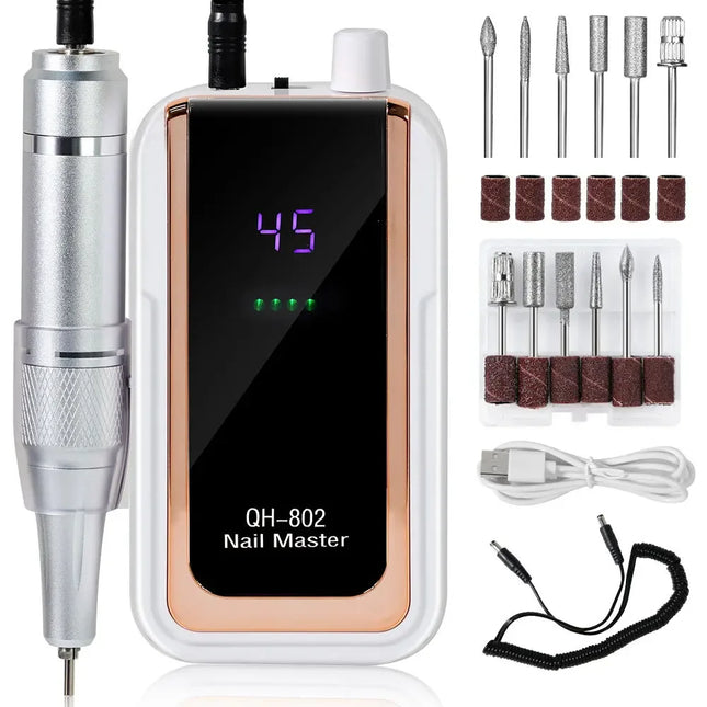45,000RPM Rechargeable Nail Drill – USB Low-Noise E-File