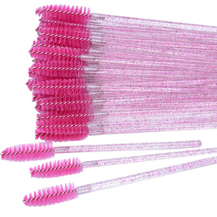50pcs Eyelash & Eyebrow Brush Spoolies with Case