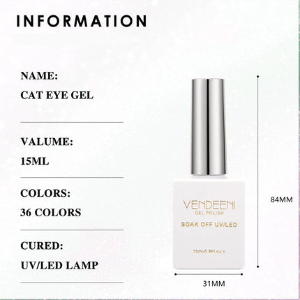 Cat-Eye Magnetic Gel Polish Set – Glass Beads Crystal (36 Colors)