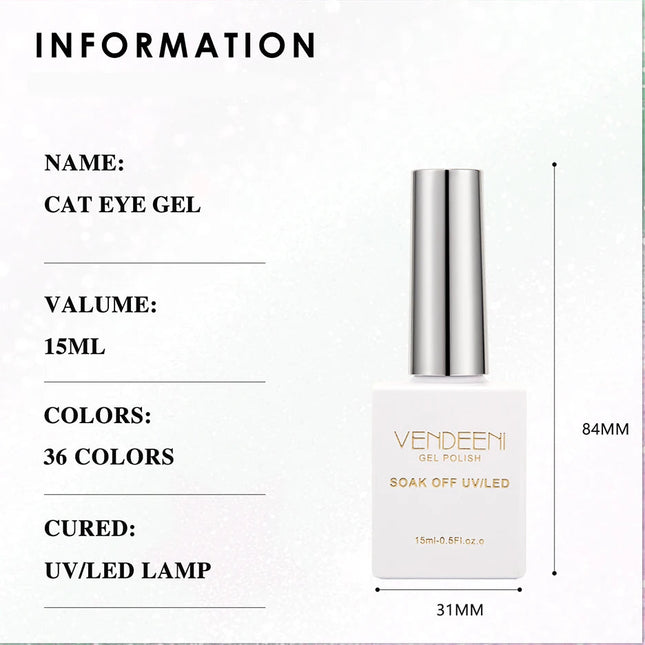 Cat-Eye Magnetic Gel Polish Set – Glass Beads Crystal (36 Colors)