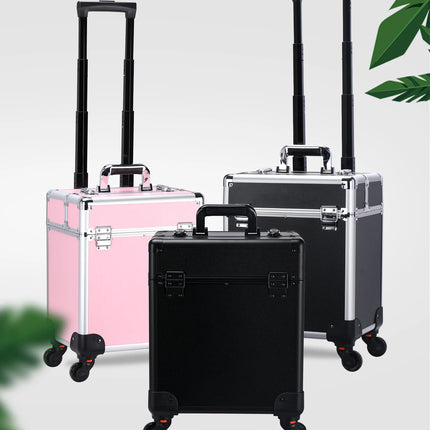 Professional Aluminum Cosmetic Trolley – Lockable Case with Trays
