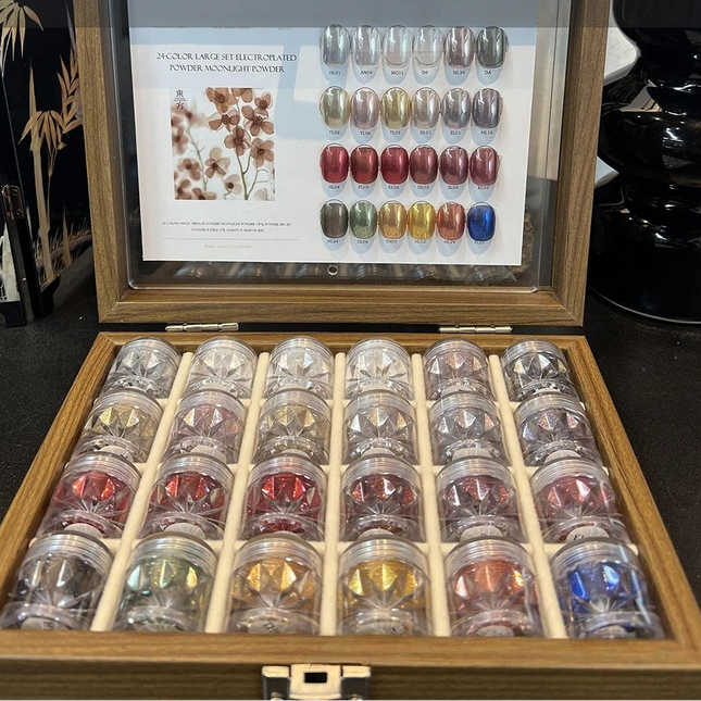 Moonlight Mirror Nail Powder Set – 24 Colors Glitter