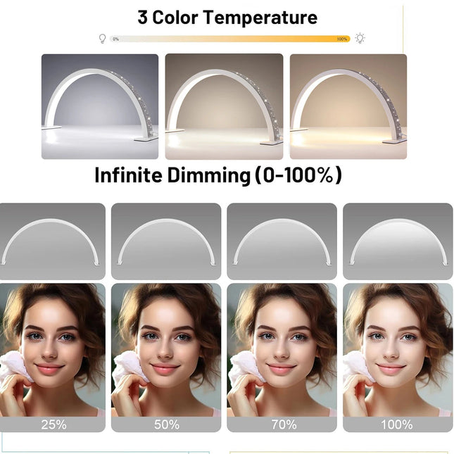 U-Shaped Diamond LED Desk Lamp – Half Moon Nail Light for Manicure & Nail Art Salon