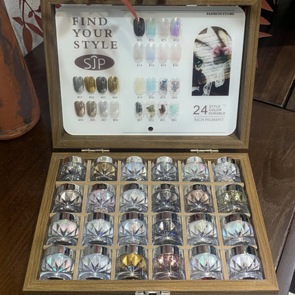 Moonlight Mirror Nail Powder Set – 24 Colors Glitter