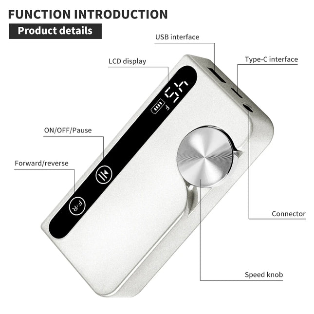 45,000RPM Professional Nail Drill – Rechargeable Low-Noise Polisher