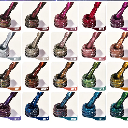 Midnight Crystal Collection – Cat-Eye Glitter Gel Set (20 Shades)