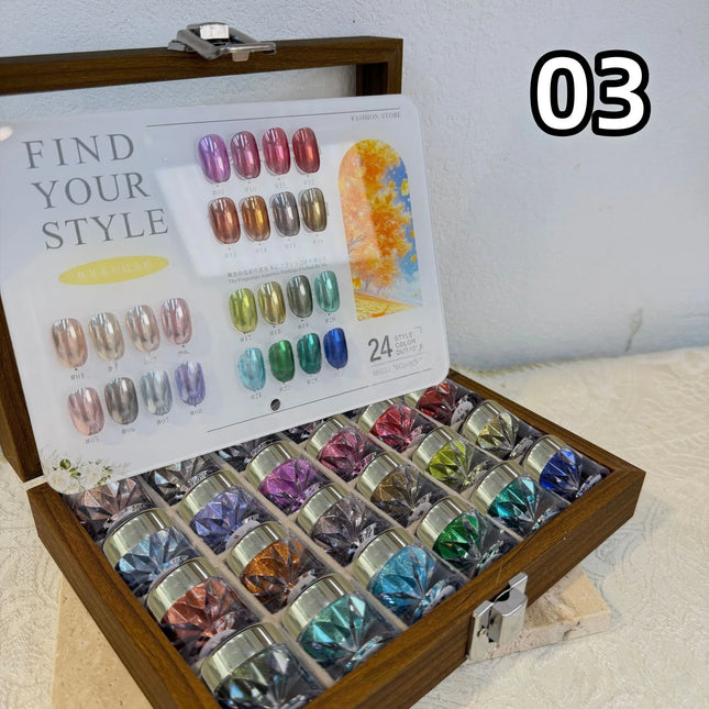 Moonlight Mirror Nail Powder Set – 24 Colors Glitter