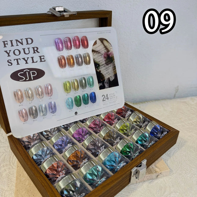 Moonlight Mirror Nail Powder Set – 24 Colors Glitter