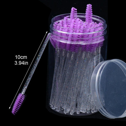 50pcs Eyelash & Eyebrow Brush Spoolies with Case