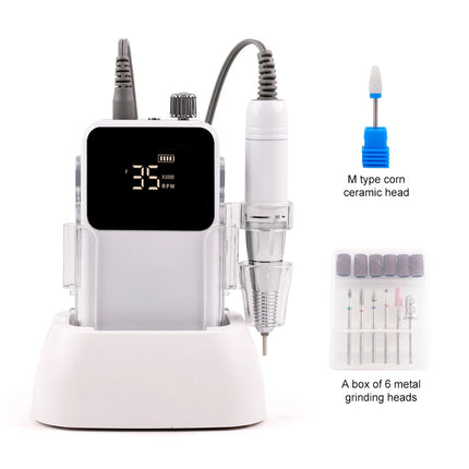 Professional 35,000RPM Portable Nail Drill – Rechargeable Low-Noise E-File