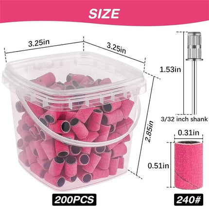 200pcs Nail Sanding Bands Set (80–240 Grit)