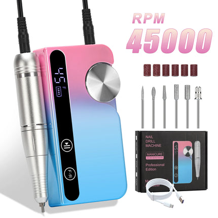 45,000RPM Professional Nail Drill – Portable LCD Electric E-File