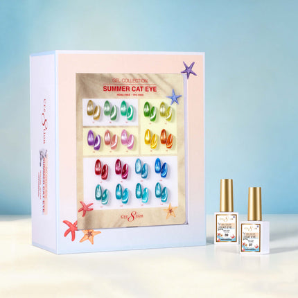 Cre8tion Cat Eye Gel Summer Collection Kit - 18 Colors Set (#37 - #48 & #139 - #144)