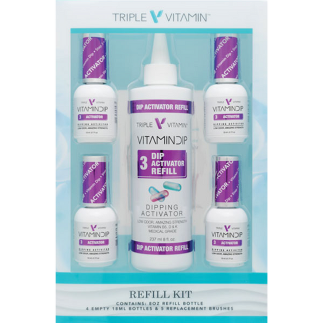 Triple Vitamin - Dip System Refill Kit: Bond, Base, Activator, Top (8oz)