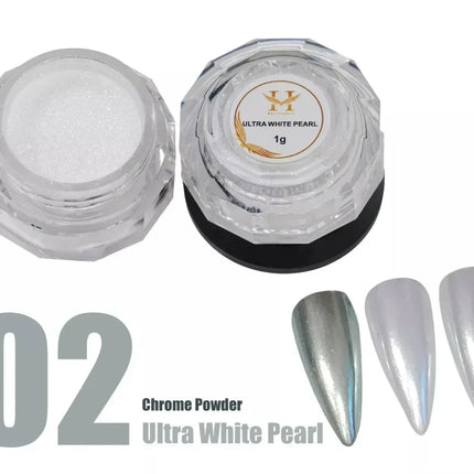 HANG Chrome Powder - #02 Ultra White Pearl Chrome 1g - TTT Nails Supply